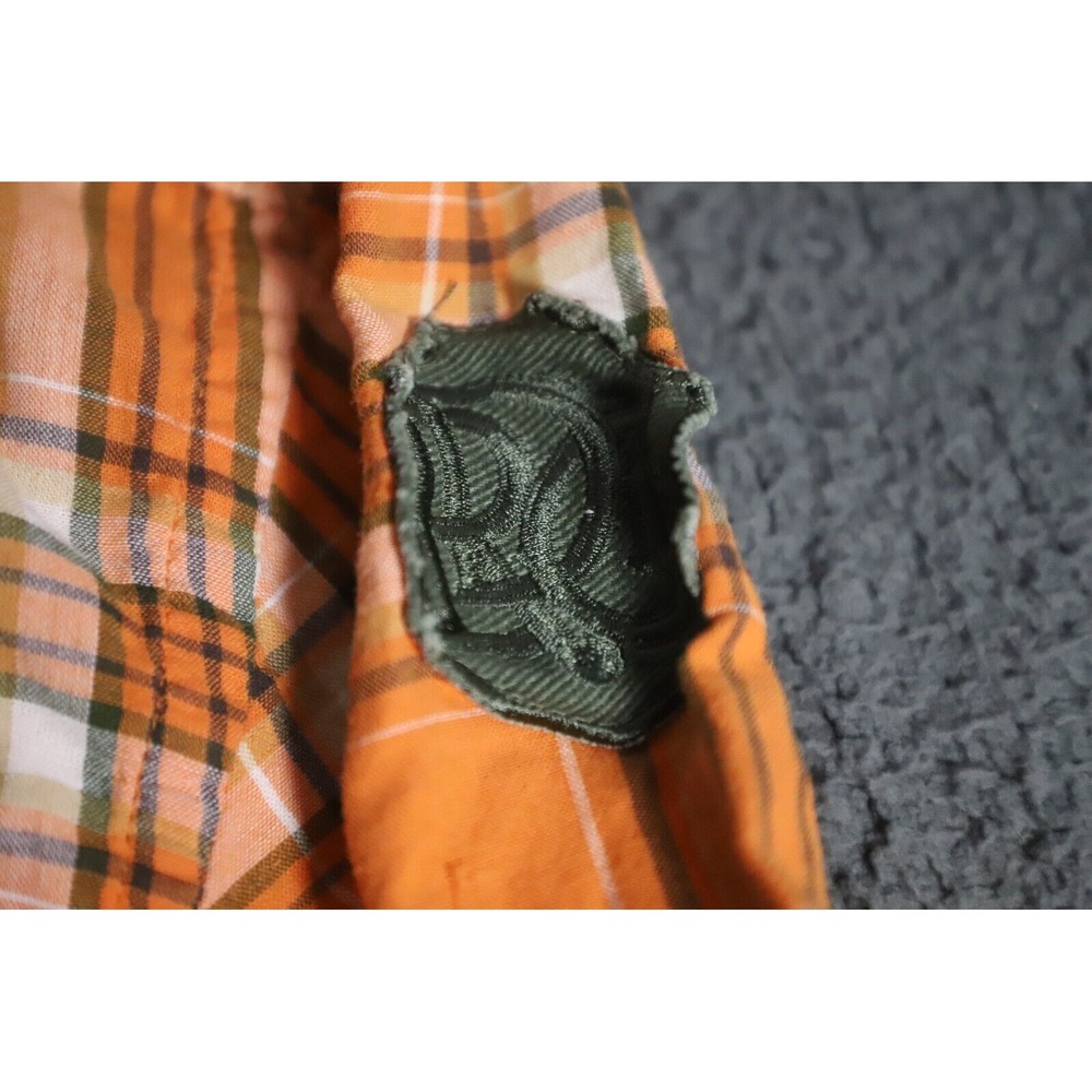 Rocawear Shirt Mens 3XL Black Orange Plaid Western Hip Hop Streetwear Button-Up - Picture 6 of 13